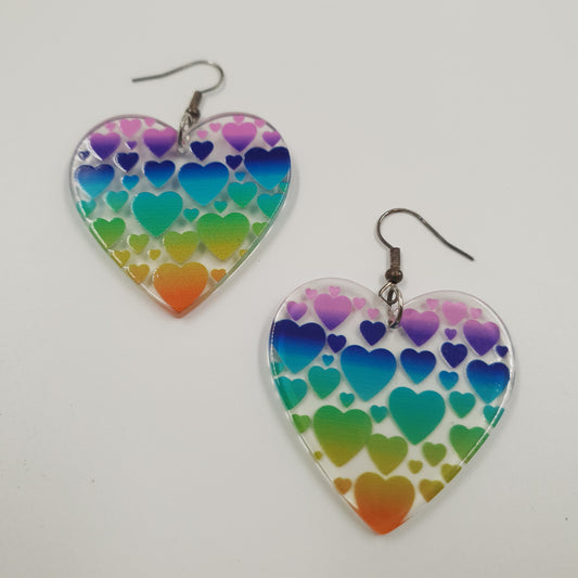 Rainbow Heart Large Earrings