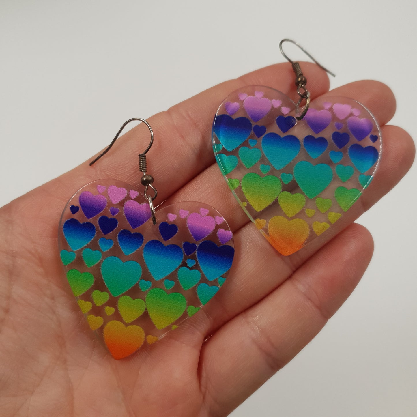 Rainbow Heart Large Earrings