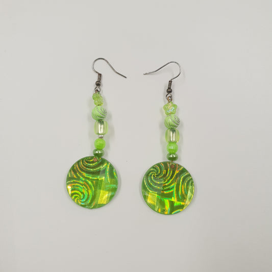 Trippy Green drop down earrings