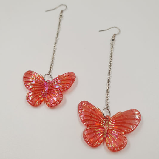 Red Butterflies - Drop down earrings