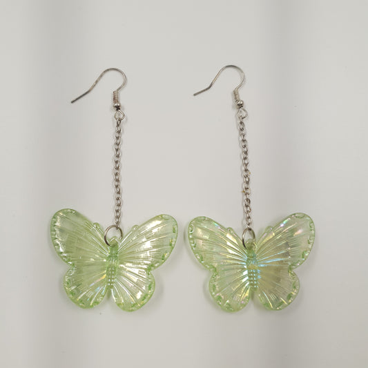Green Butterflies - Drop down earrings