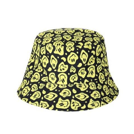 Trippy Happy Melting Face - Festival Bucket Hat Canvas