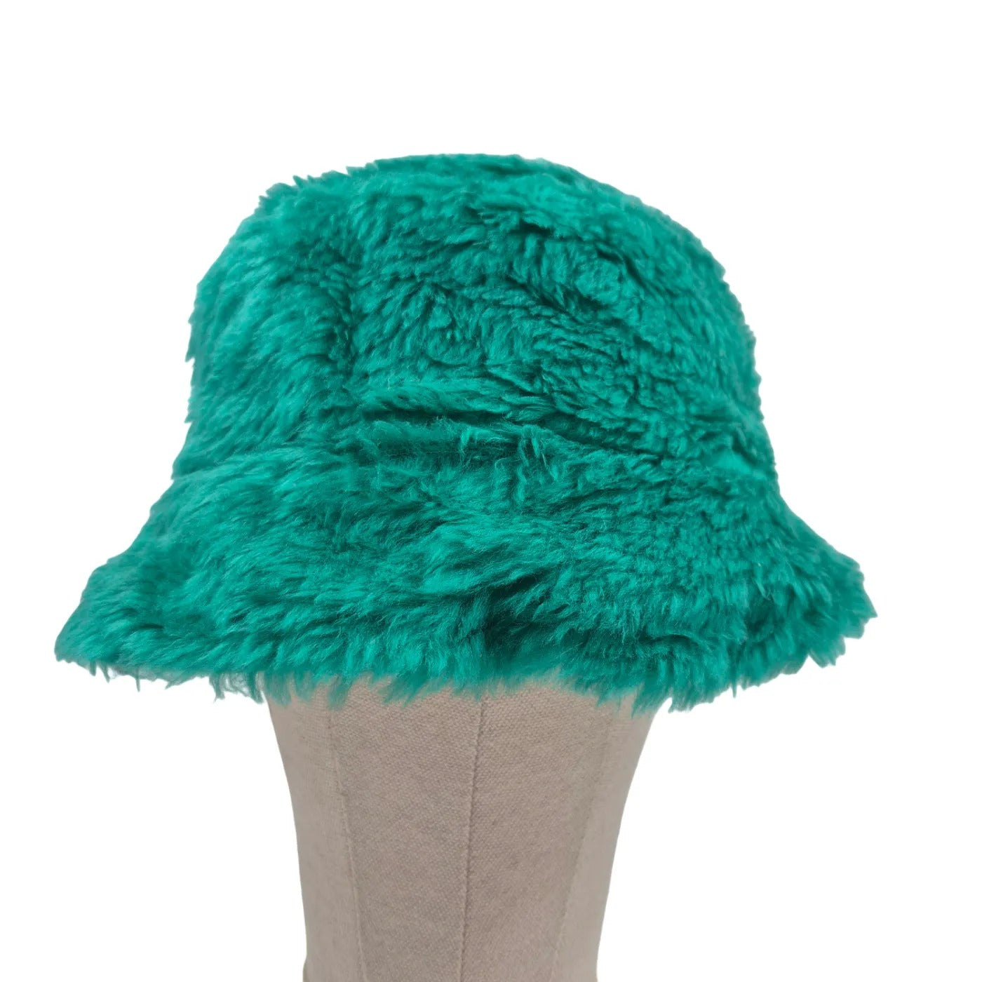 Reversible trippy cartoon bucket hat - short teal fur