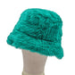 Reversible trippy cartoon bucket hat - short teal fur