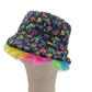 Reversible rainbow shrooms bucket hat - long rainbow fur