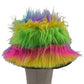 Reversible rainbow shrooms bucket hat - long rainbow fur