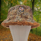 Reversible leopard print bucket hat - brown fur