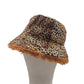 Reversible leopard print bucket hat - brown fur