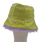 Reversible sequin green bucket hat - purple fur inside