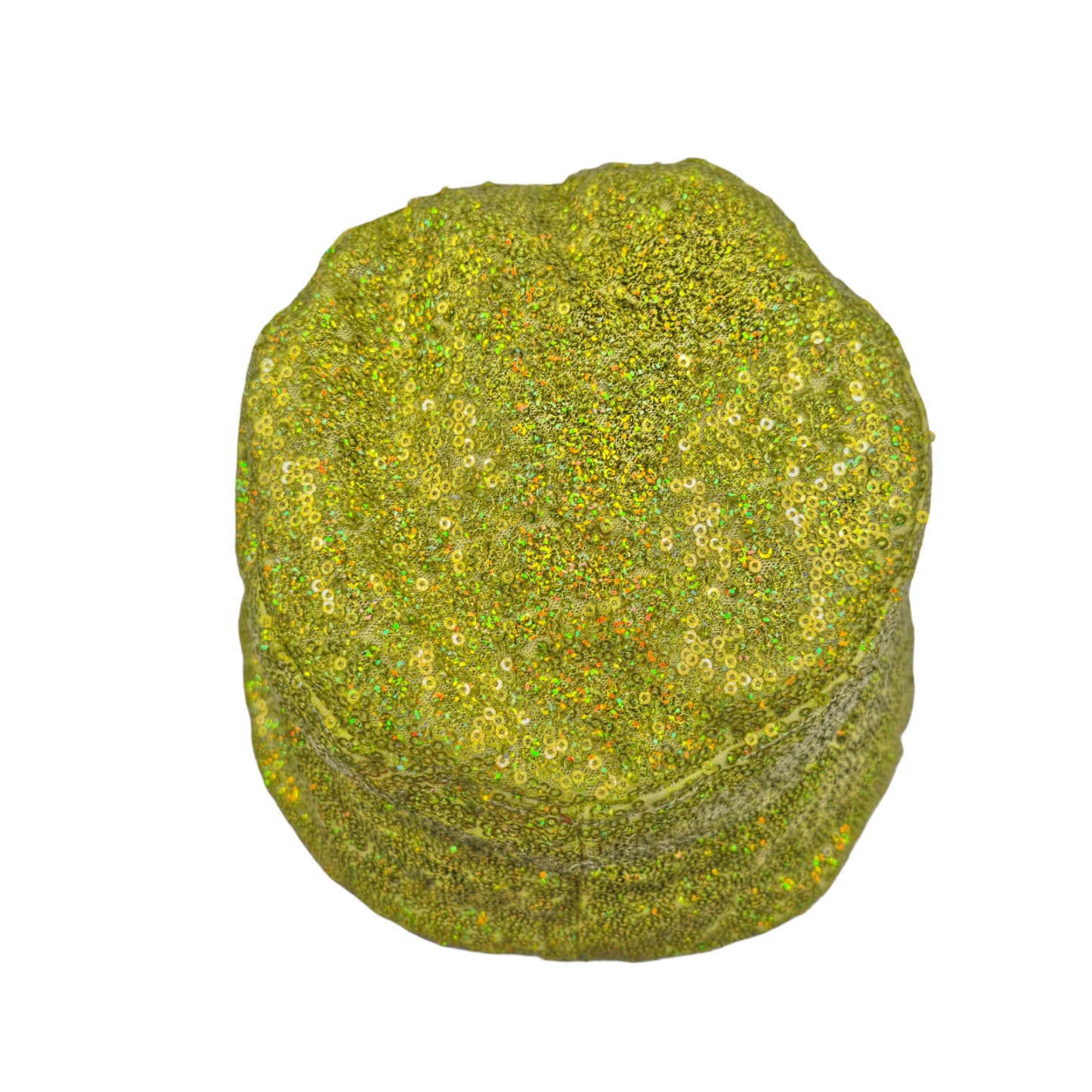 Reversible sequin green bucket hat - purple fur inside