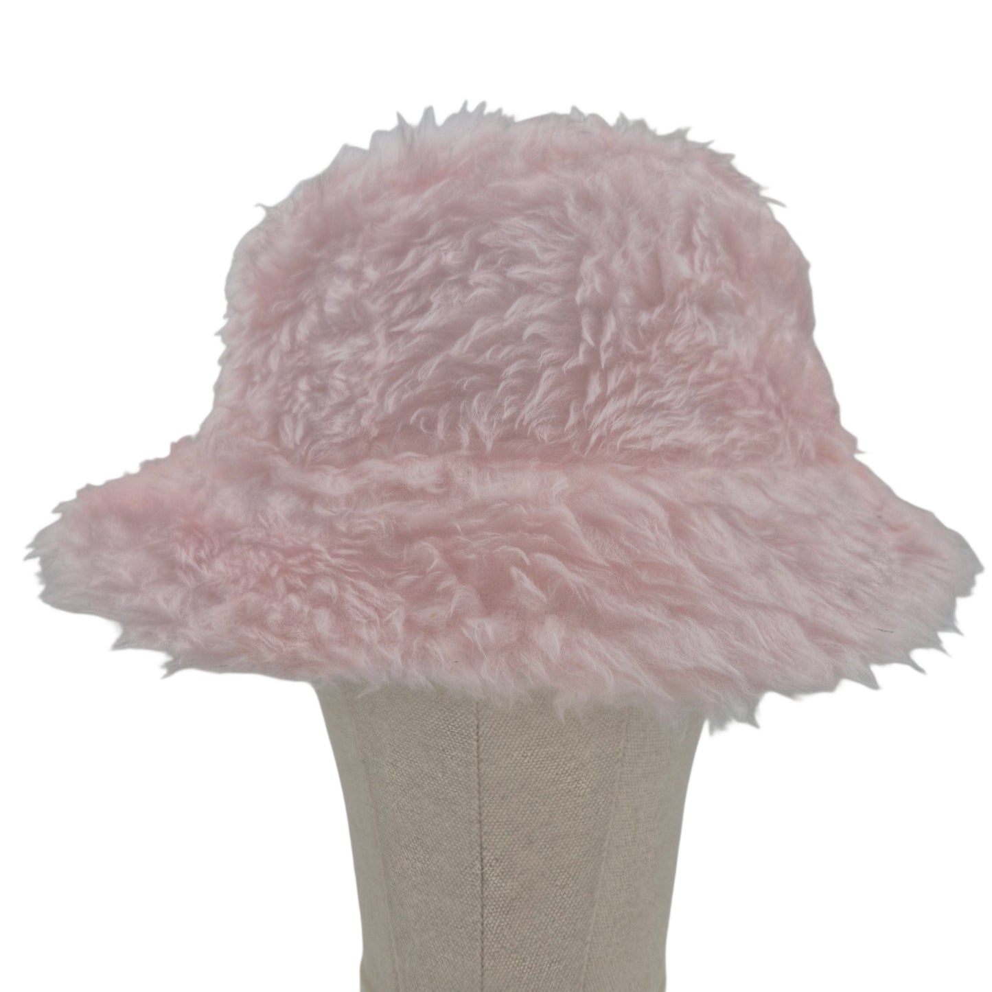 Reversible marble bucket hat - baby pink fur
