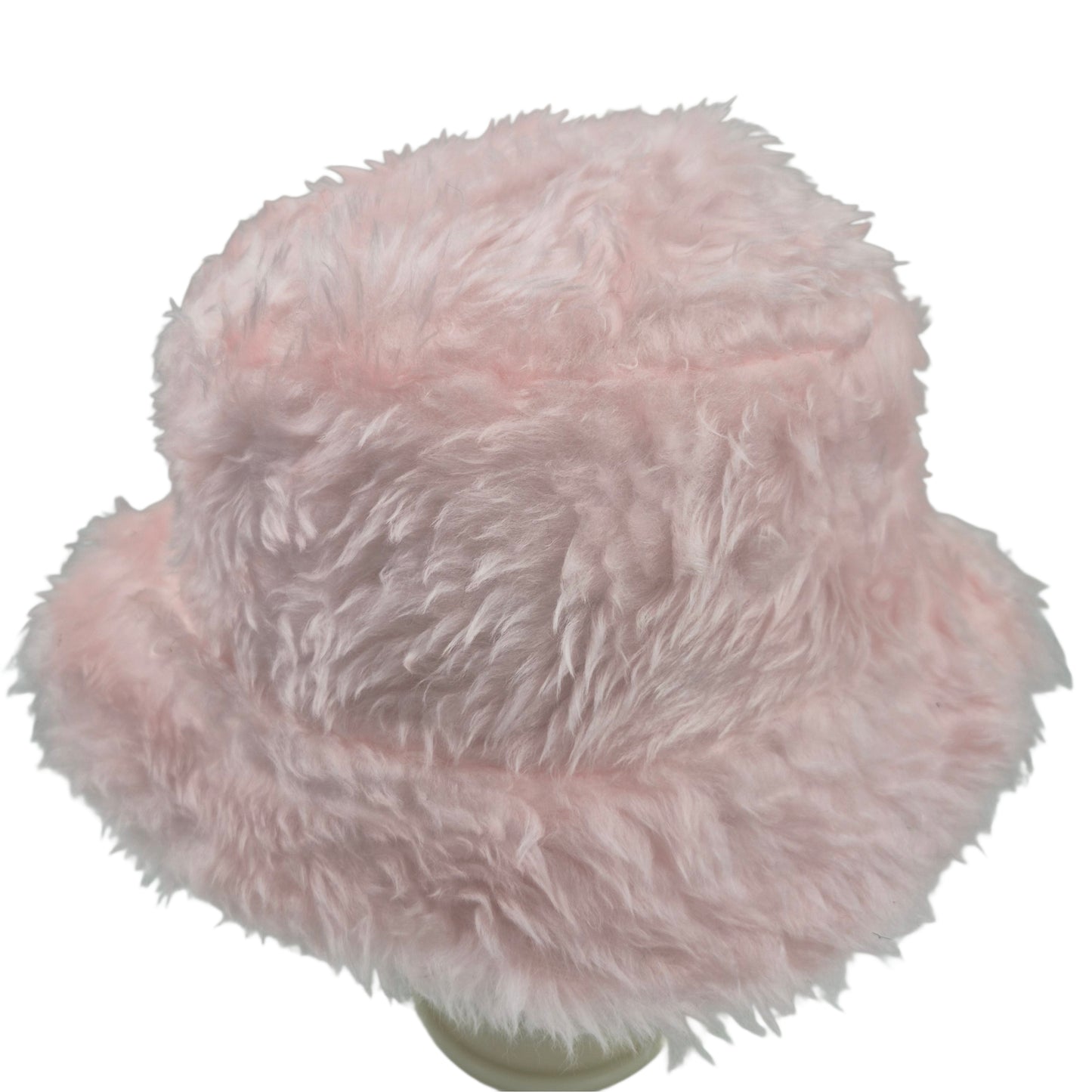 Reversible marble bucket hat - baby pink fur