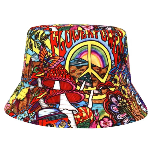 Love and Peace Festival Bucket Hat Canvas