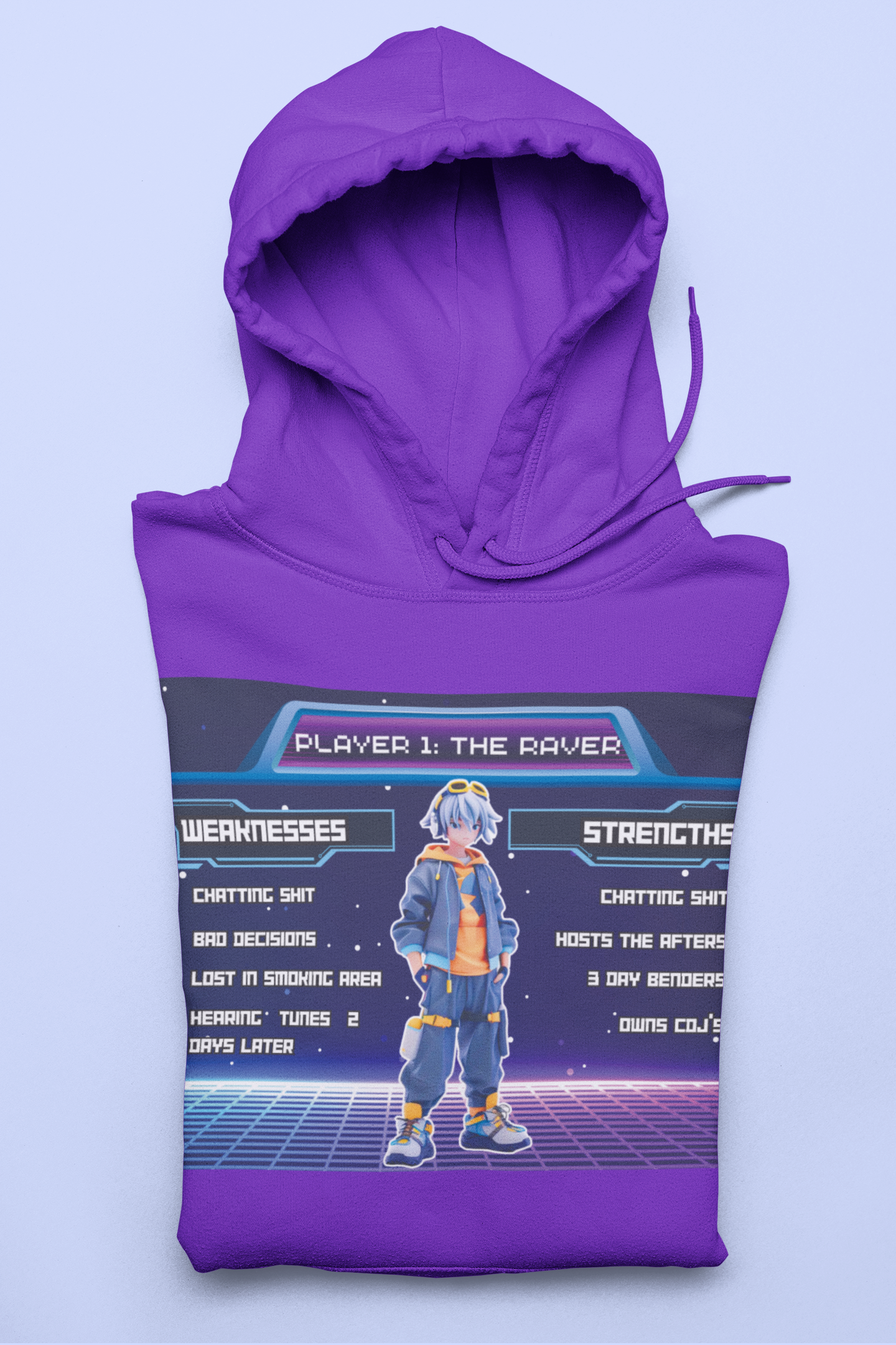 PLAYER 1 : The Raver – The Drum & Bass Bible Collab - Purple Hoodie