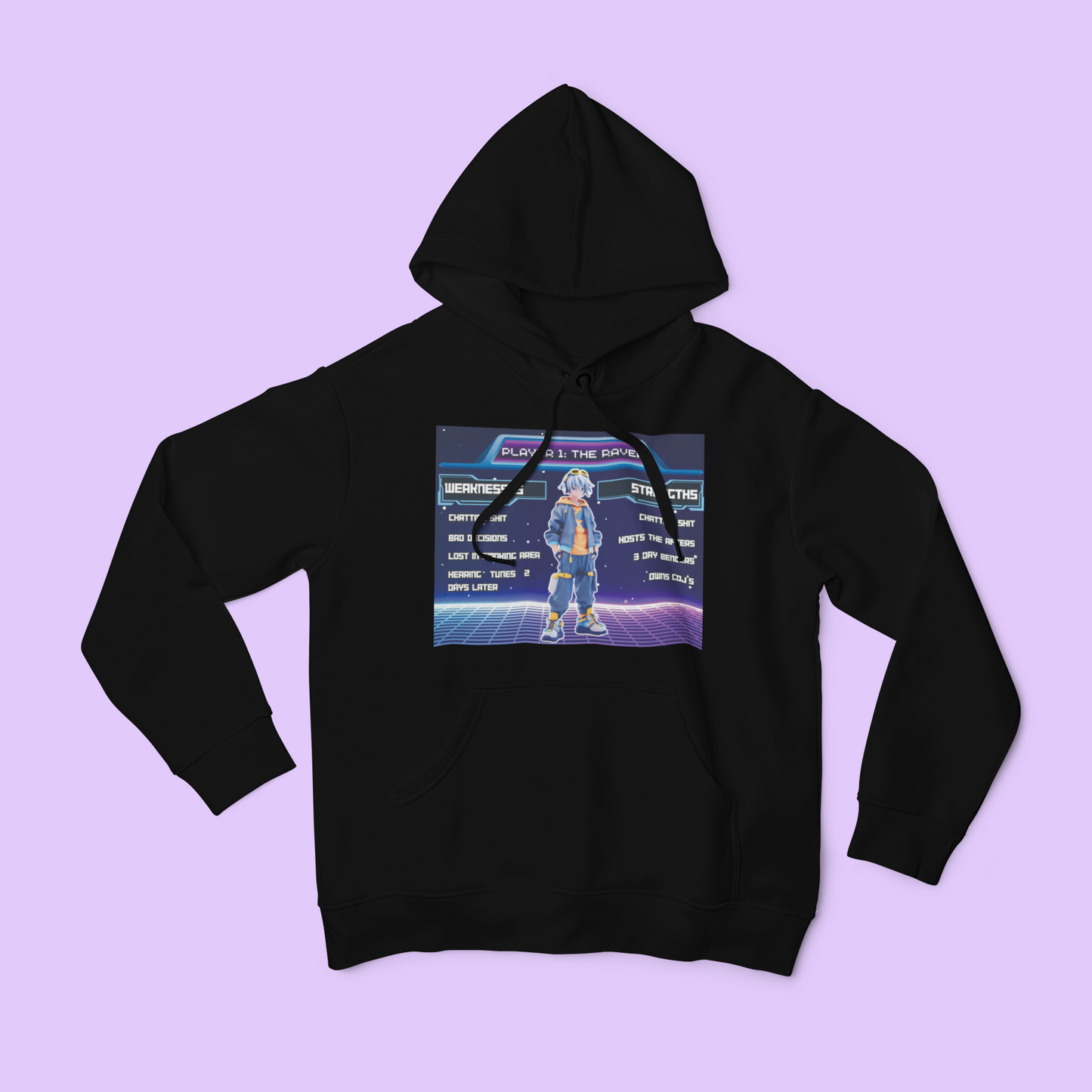 PLAYER 1 : The Raver – The Drum & Bass Bible Collab - Black Hoodie