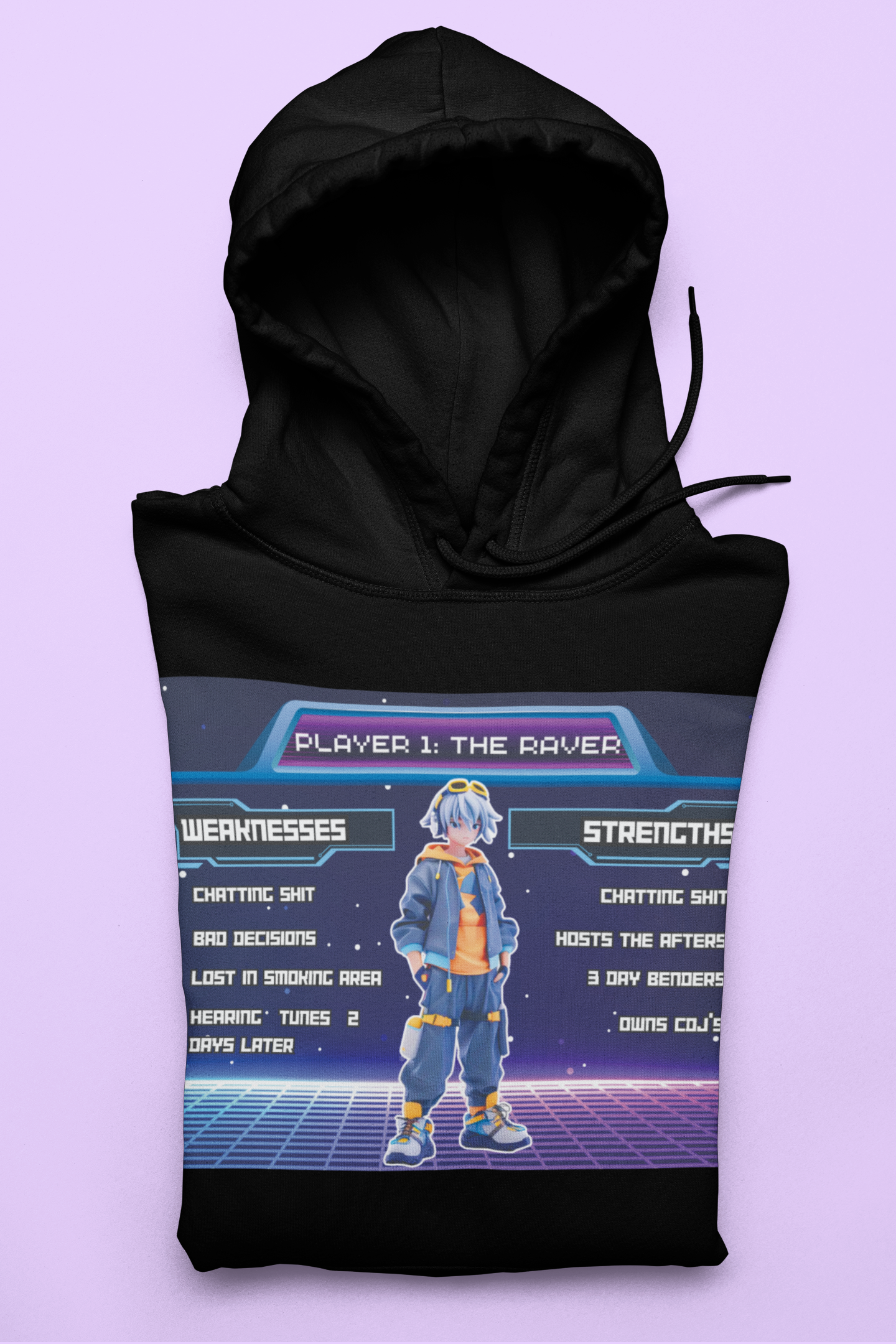 PLAYER 1 : The Raver – The Drum & Bass Bible Collab - Black Hoodie