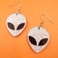 Silver Glitter Alien Earrings