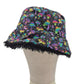 Reversible rainbow shrooms bucket hat - black fur