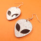 Silver Glitter Alien Earrings