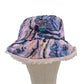 Reversible marble bucket hat - baby pink fur