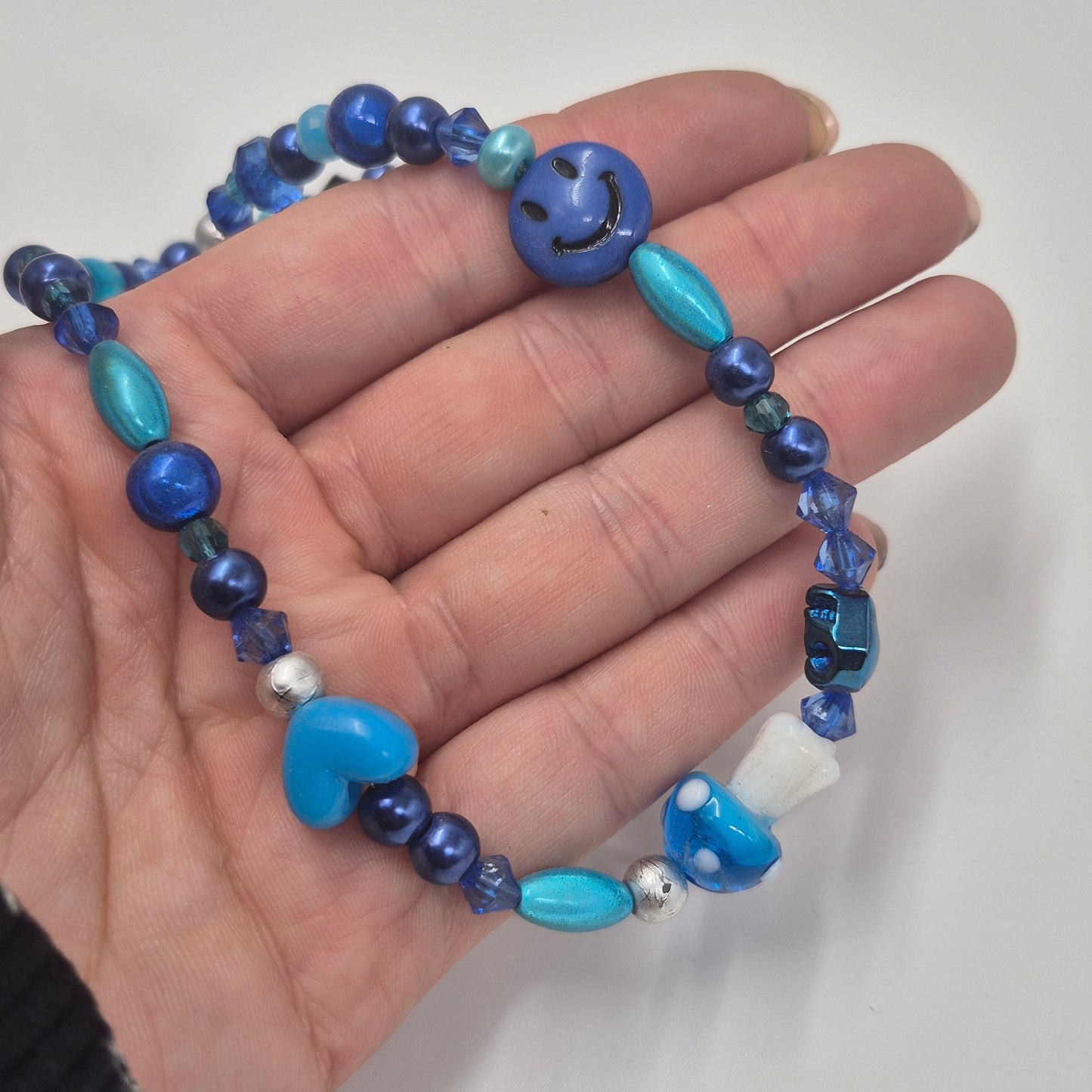Choker Necklace - shroom blue - one off