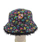 Reversible rainbow shrooms bucket hat - black fur