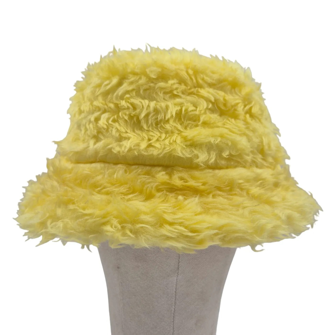Reversible hippie bucket hat - peace and love with yellow fur