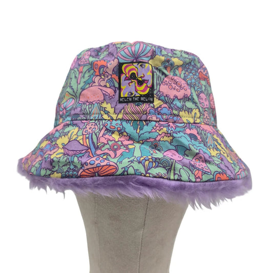 Reversible pastel shroom bucket hat - lilac fur