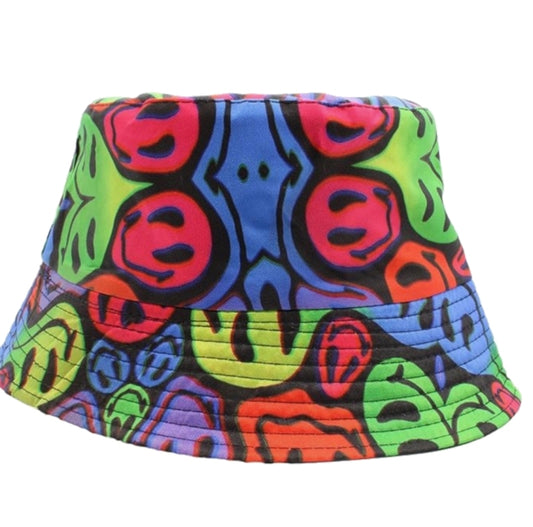 Happy Drip Face Bucket Hat Canvas