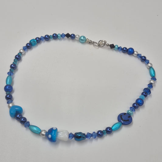 Choker Necklace - shroom blue - one off