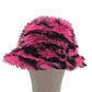 Reversible rainbow sequin bucket hat - hot pink tiger fur
