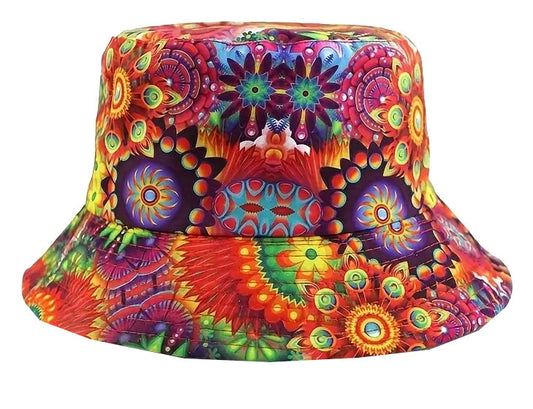 Trippy Dimensions Festival Bucket Hat Canvas